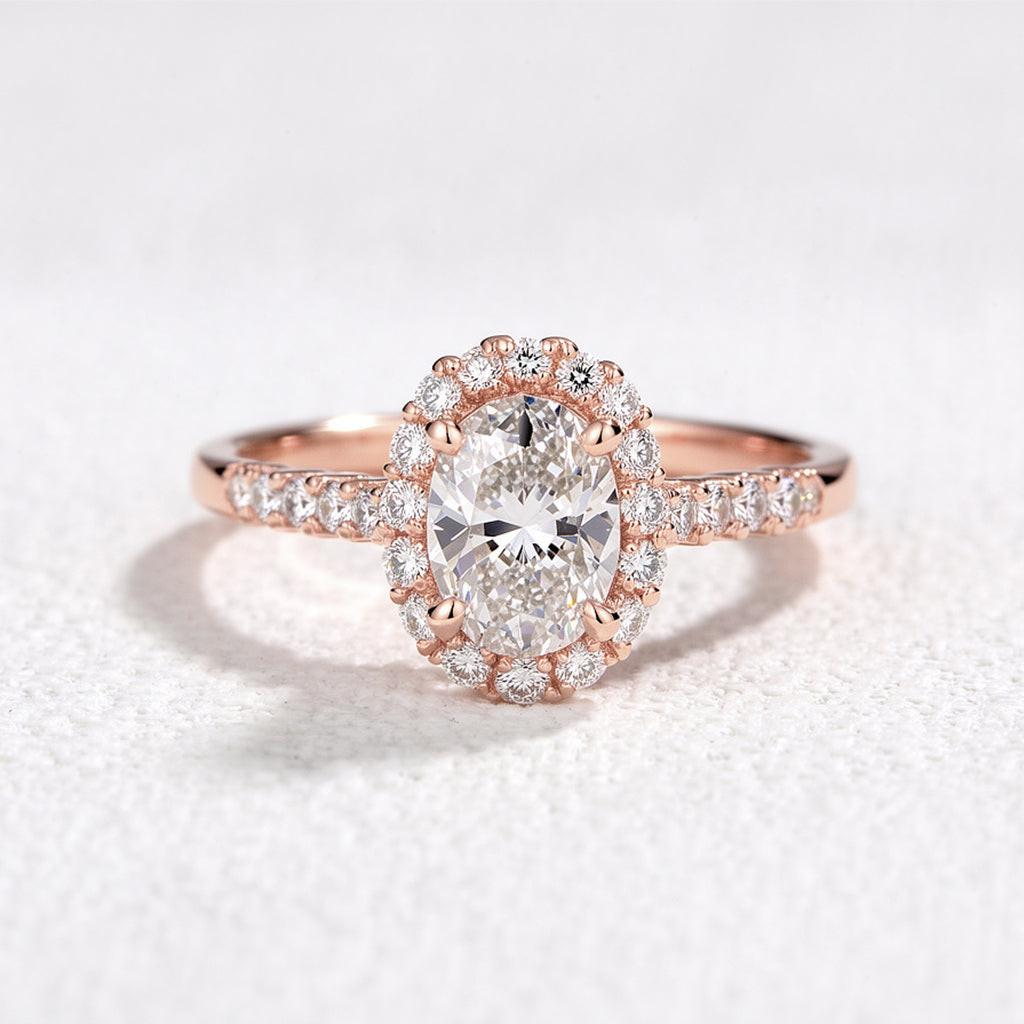 Odette‘s Halo | Oval Moissanite Ring in Morning Light.