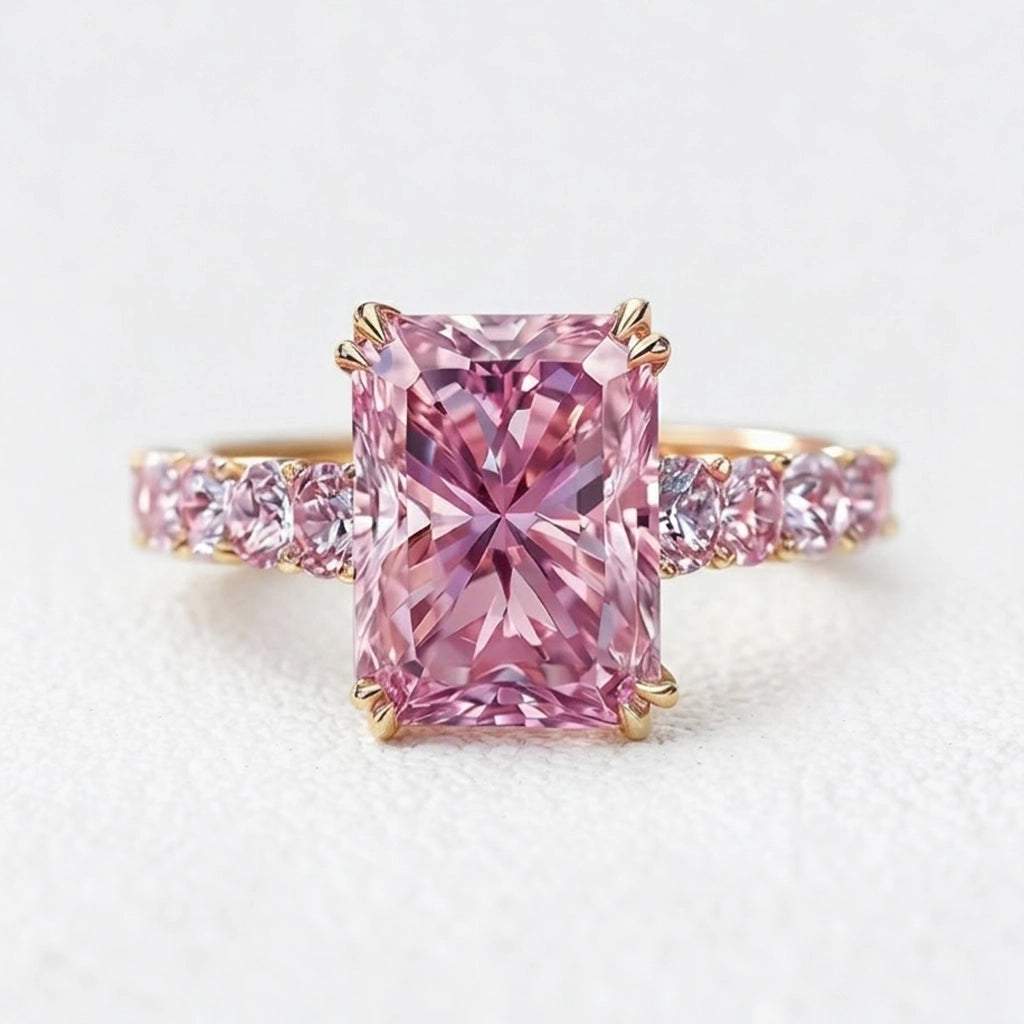 Elara‘s Facet | 3CT Radiant-Cut Pink Sapphire Ring