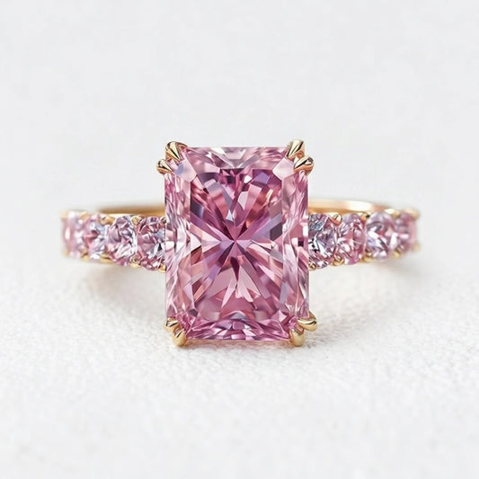Elara‘s Facet | 3CT Radiant-Cut Pink Sapphire Ring