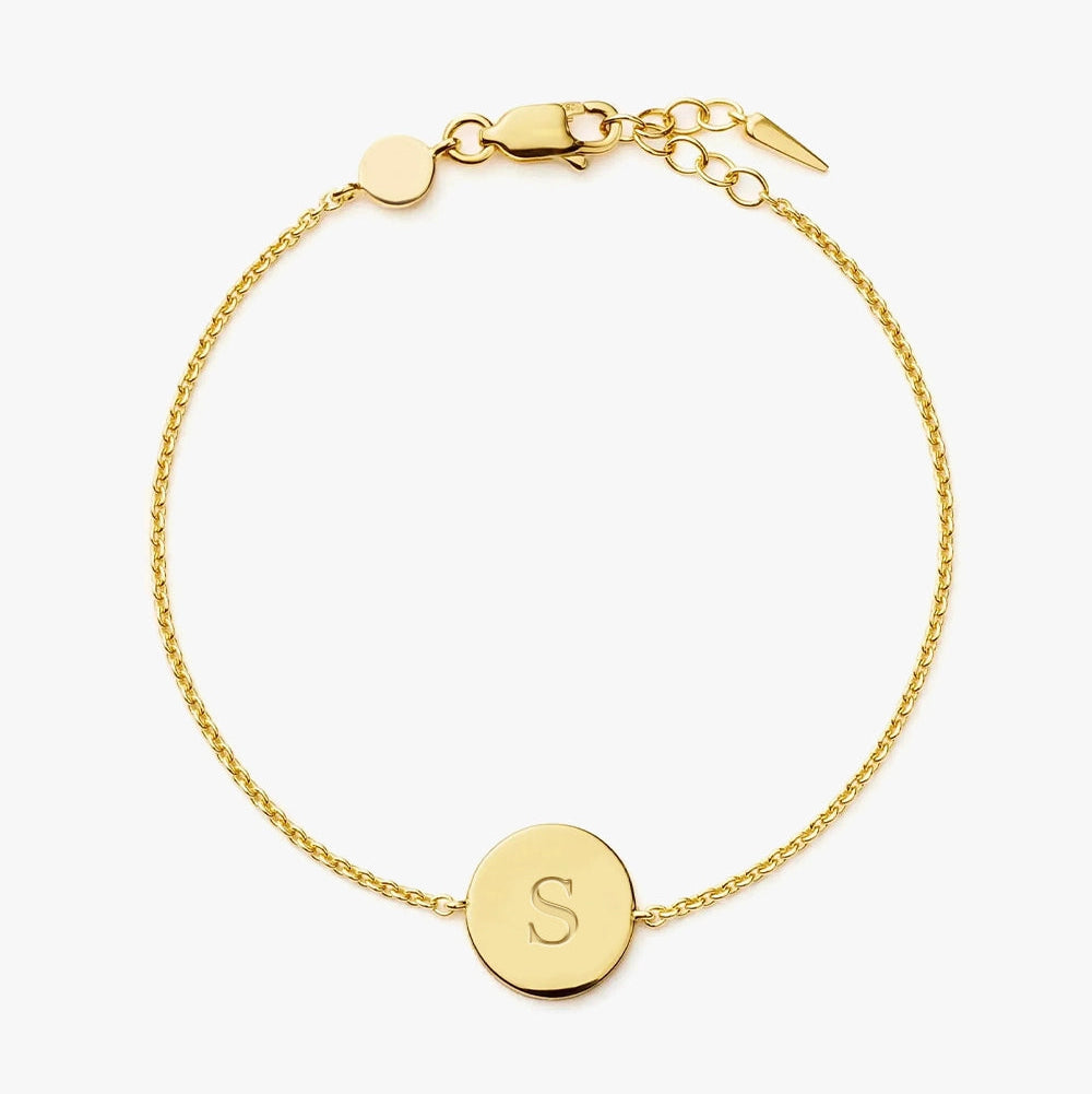 18K Gold Plated Vermeil Engravable Round Bracelet.