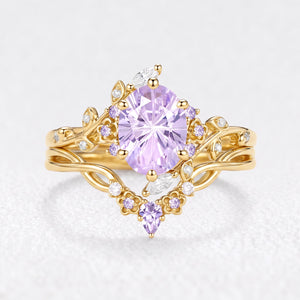 Eos‘s Aquarelle | Oval Firework Cut Lavender Sapphire Bridal Duo