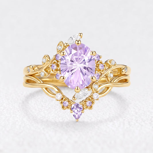 Eos‘s Aquarelle | Oval Firework Cut Lavender Sapphire Bridal Duo