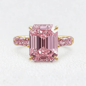 Elara’s Devotion | 3CT Emerald Cut Pink Sapphire Solitaire Engagement Ring