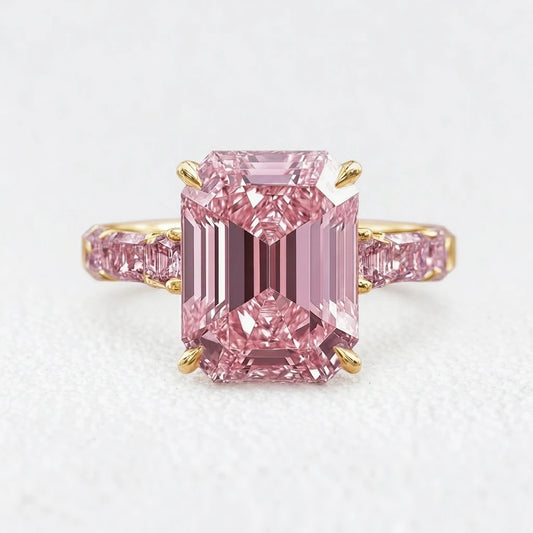 Elara’s Devotion | 3CT Emerald Cut Pink Sapphire Solitaire Engagement Ring
