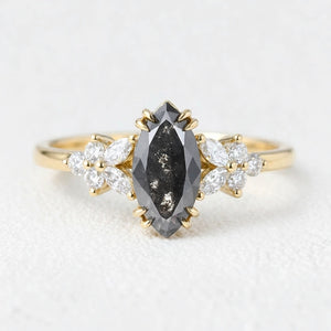 Isadora’s Blossom | 1CT Marquise Salt & Pepper Diamond Engagement Ring