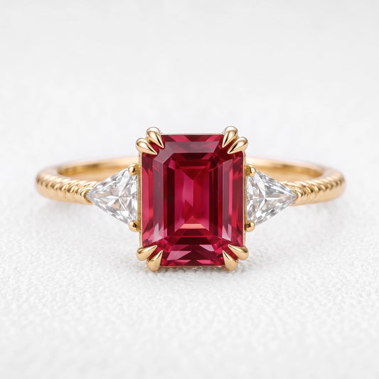 Sienna's Crimson | 2CT Emerald Cut Ruby Engagement Ring