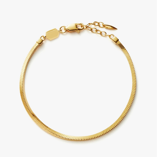 18K Gold Vermeil Square Snake Chain Bracelet.