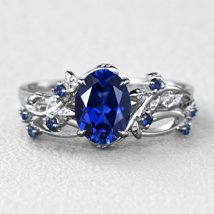 Iris’s Vine | Art Deco Blue Sapphire Bridal Set 2pcs.