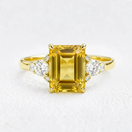 Sienna’s Amber | 3CT Emerald Cut Yellow Sapphire Engagement Ring
