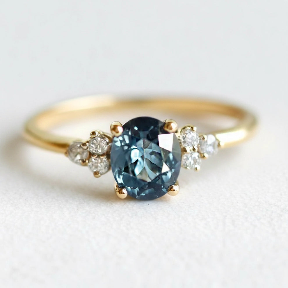 Azure Serenity | Oval Cut Rare Blue Sapphire Solitaire Engagement Ring.