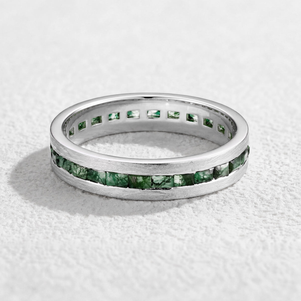 Flora’s Grove | Kite Cut Moss Agate Couple Ring Set 3pcs.