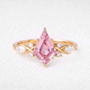 Aphrodite’s Peony | Kite-Cut Pink Sapphire Foliage Engagement Ring