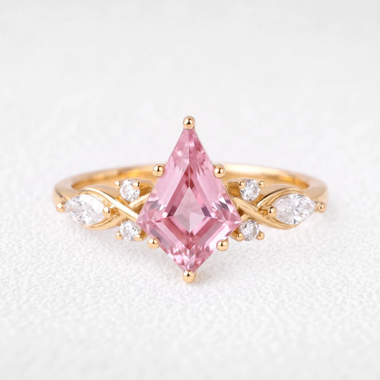 Aphrodite’s Peony | Kite-Cut Pink Sapphire Foliage Engagement Ring