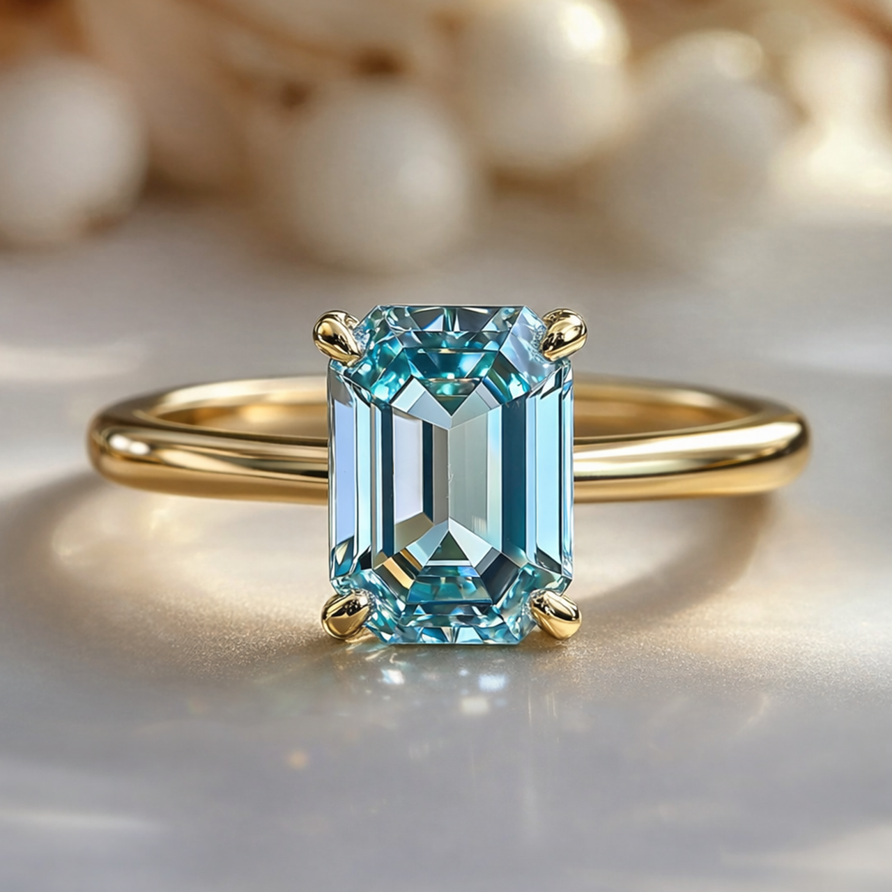 Celia‘s Lodestar | 3CT Emerald Cut Midnight Blue Ring.