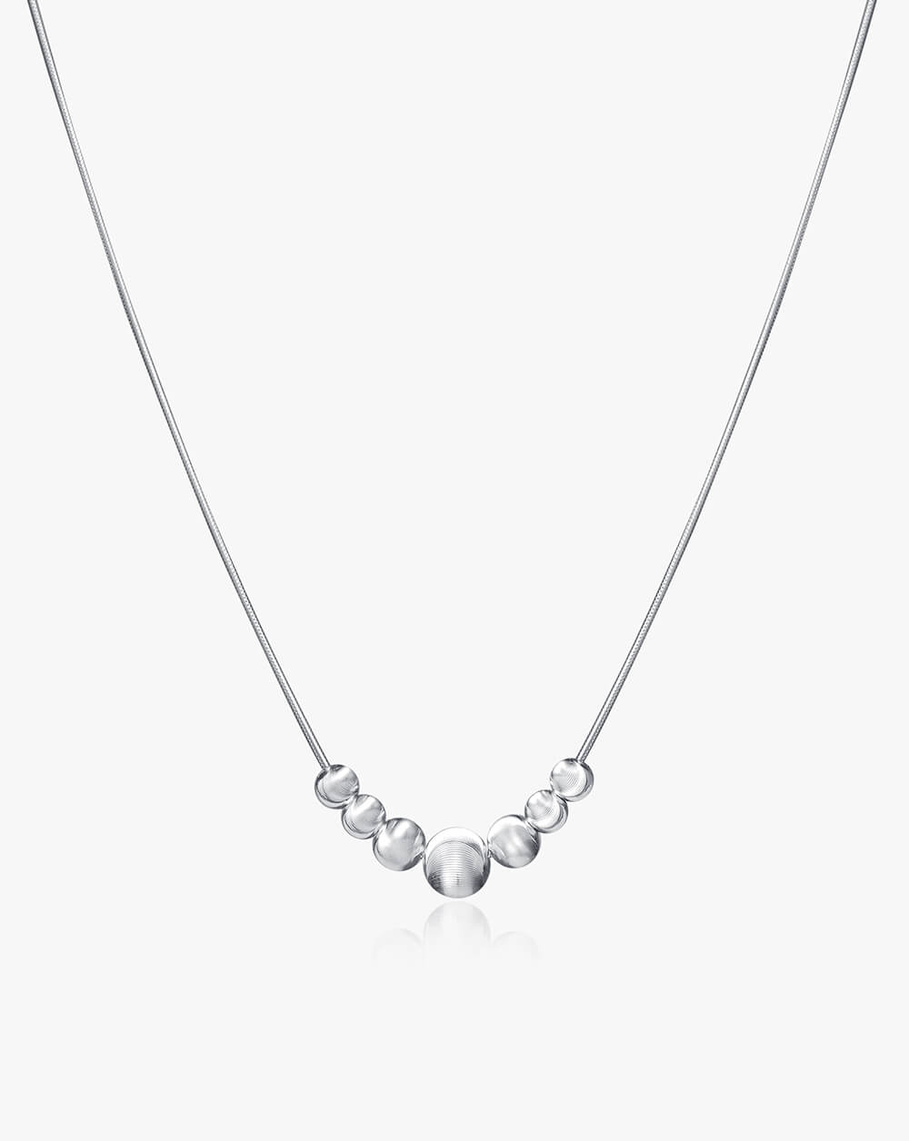 Silver Chatoyancy Ball Bead  Charm Necklace with Various Size Balls