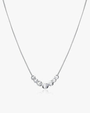 Silver Chatoyancy Ball Bead  Charm Necklace with Various Size Balls