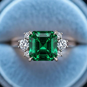 Seren’s Canopy | Enchanted Asscher Cut Green Gemstone Ring.