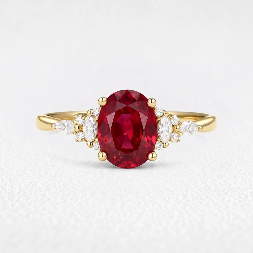 Valencia’s Crimson | 1.5CT Classic Oval Ruby Engagement Ring