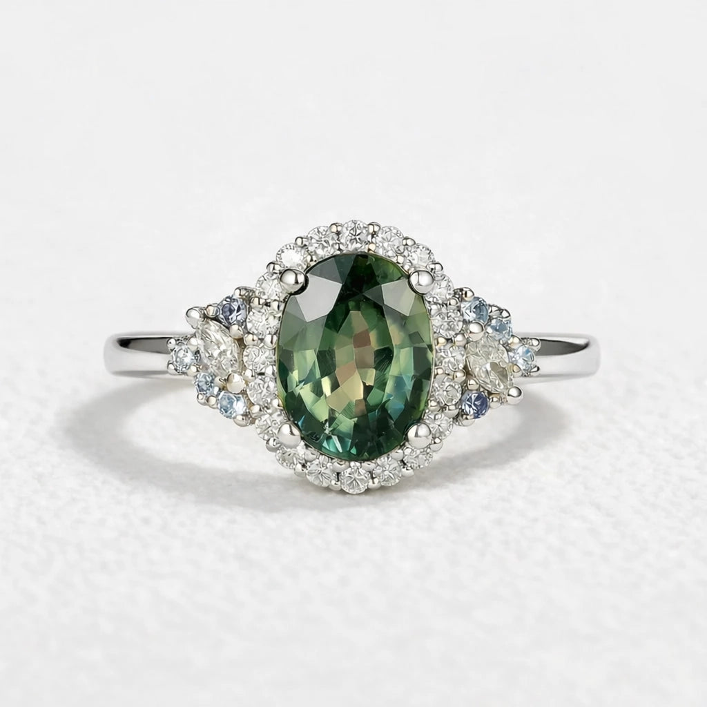 Thalassa Luxe Mystique Teal Sapphire Rings.