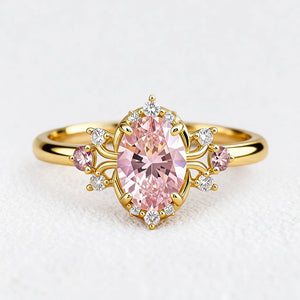 Elysia’s Dawn | Oval Pink Sapphire Vintage Engagement Ring
