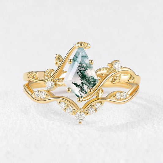 Marguerite’s Twine | Kite Moss Agate Vintage Bridal Duo
