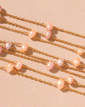 Elegant Blush Pink Freshwater Pearl Collar Necklace