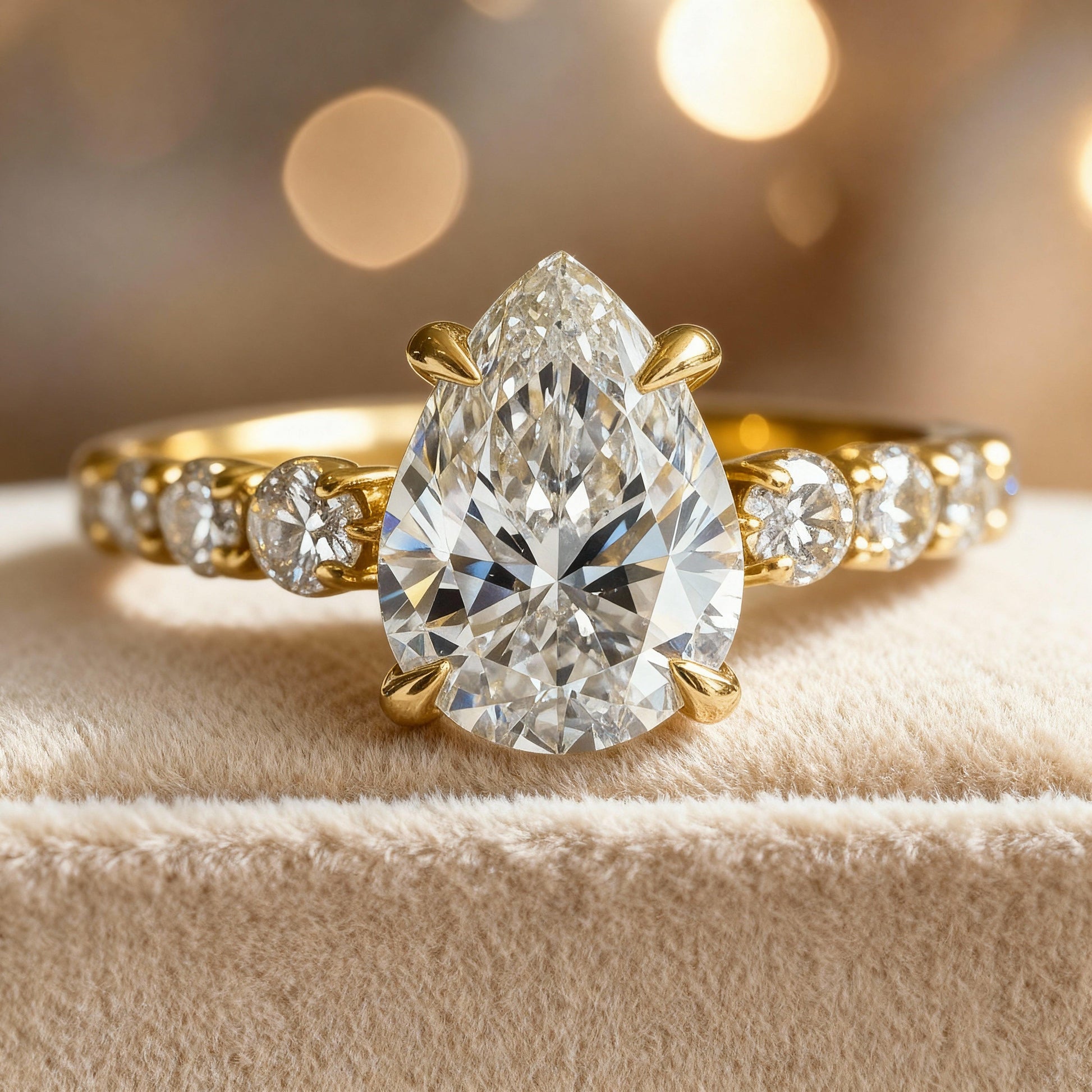 Aurora‘s Whisper | 2CT Pear Cut Moissanite Eternity Ring.