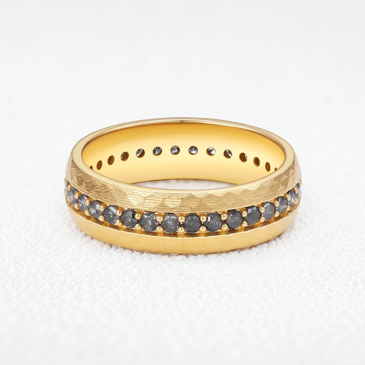 Astra‘s Orbit | 1.5CT Kite Salt & Pepper Diamond Chevron & Circle-set Band Couple Set 3pcs