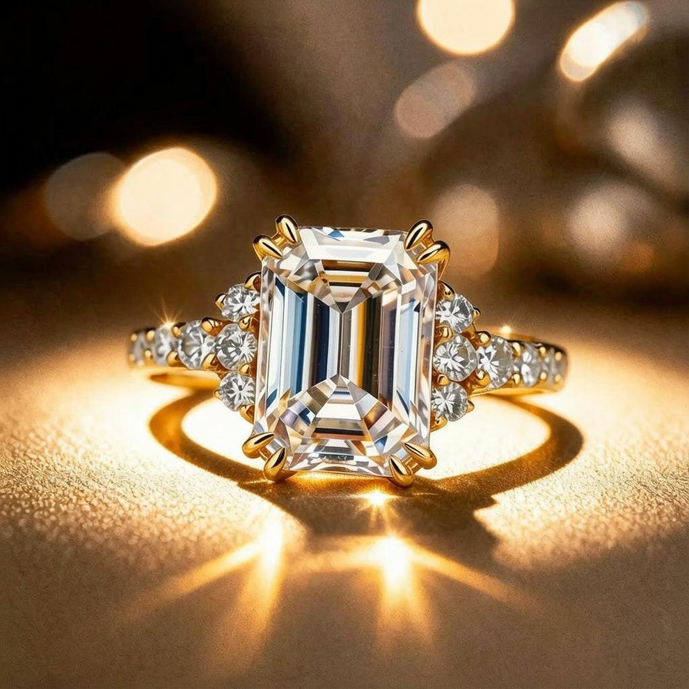 Natalia‘s Prism of Light | 3CT Emerald Cut Moissanite Ring.