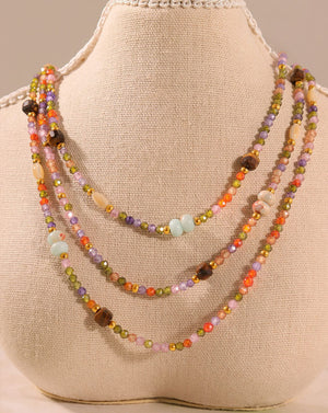 Handmade Rainbow Sparkle Stone Beads Necklace