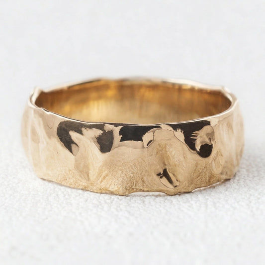 The Wide Flow Band | Man’s Ring in Liquid Gold Finish