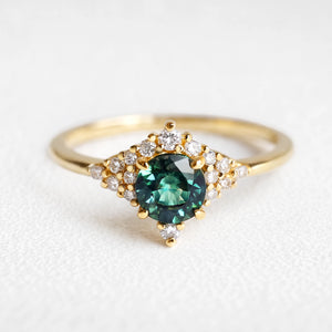 Rosalind’s Diadem | Round-Cut Emerald Halo Engagement Ring