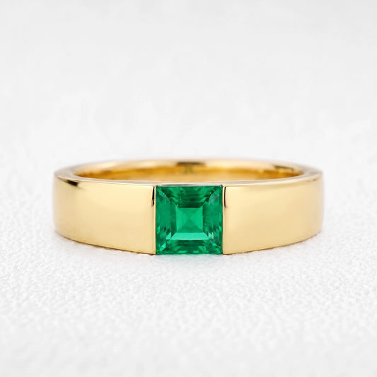 Orion’s Oasis | Princess-Cut Emerald Men’s Band
