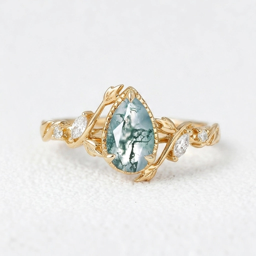 Hazel’s Thicket | Moss Agate Engagement Ring.