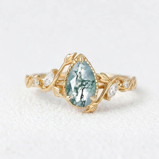 Hazel’s Thicket | Moss Agate Engagement Ring.