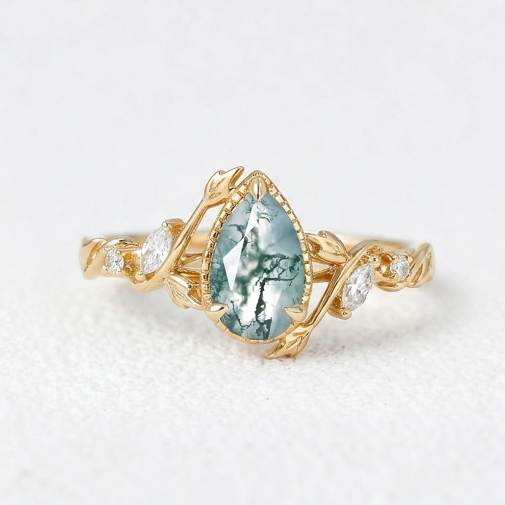 Hazel’s Thicket | Moss Agate Engagement Ring.