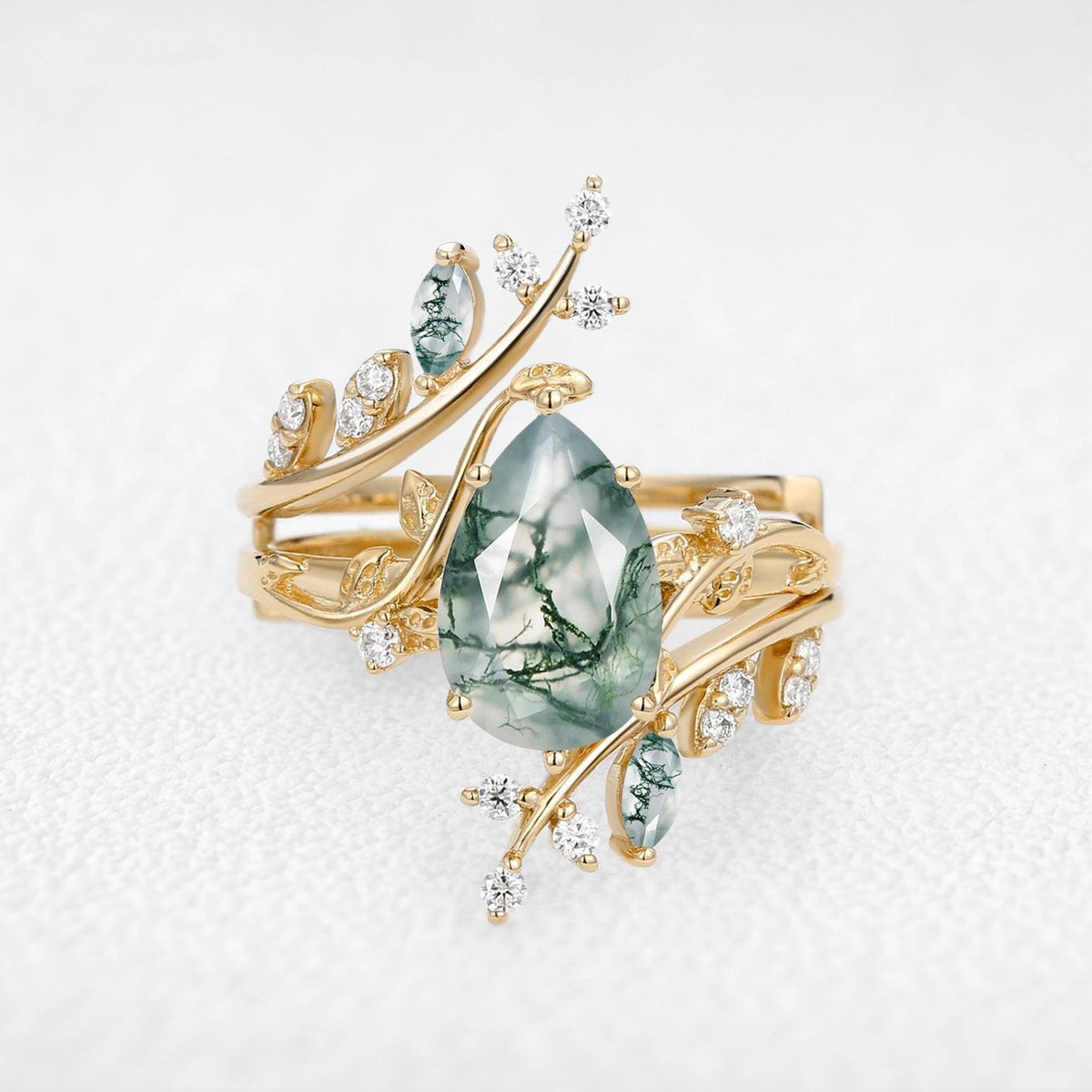 Titania’s Bower | Pear Moss Agate Trellis Foliage Enhancer Bridal Set 2pcs