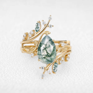 Titania’s Bower | Pear Moss Agate Trellis Foliage Enhancer Bridal Set 2pcs