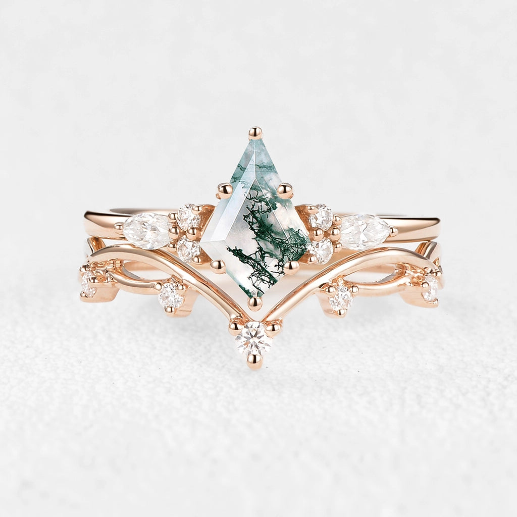 Cordelia’s Grove | Moss Agate Leafy Cluster Bridal Set 2pcs.