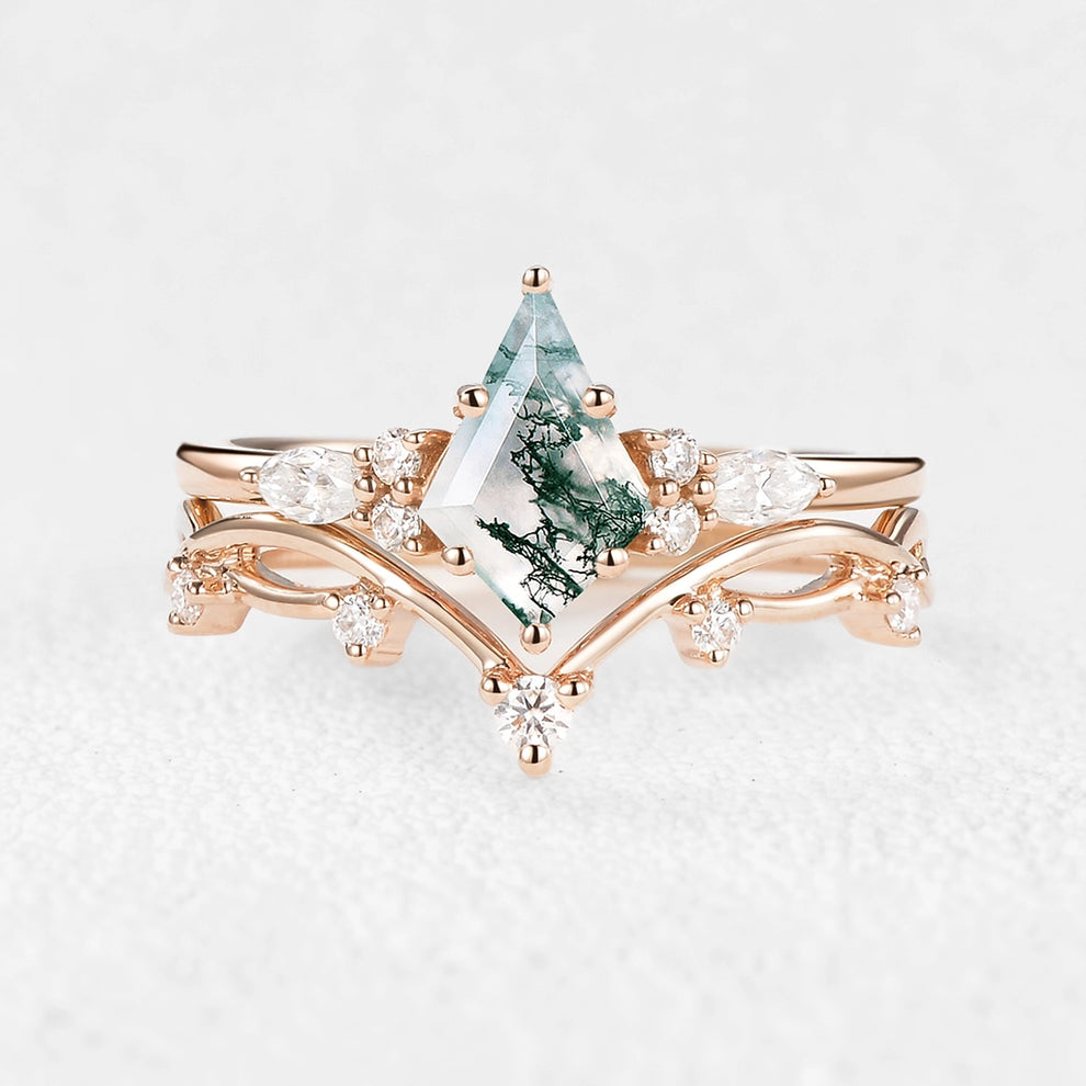 Cordelia’s Grove | Moss Agate Leafy Cluster Bridal Set 2pcs.
