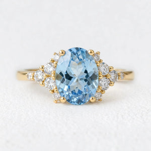 Celeste’s Tide | 2CT Oval Aquamarine Solitaire Engagement Ring