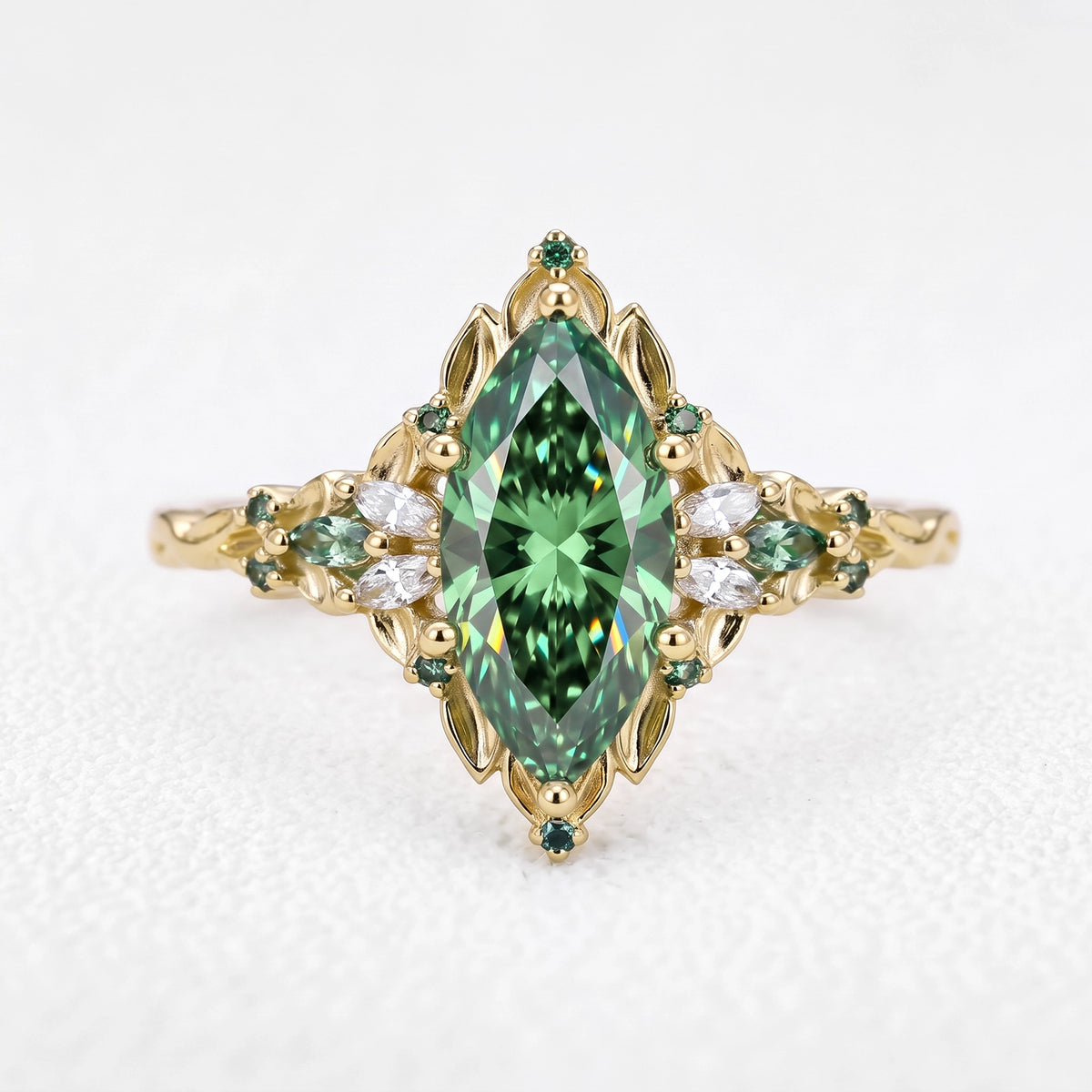 Guinevere’s Avalon | 2CT Marquise Green Sapphire Vintage Engagement Ring