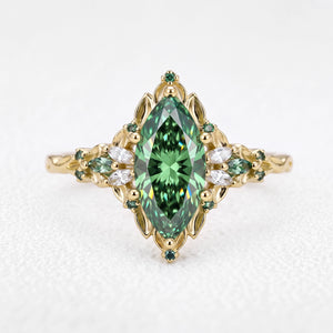 Guinevere’s Avalon | 2CT Marquise Green Sapphire Vintage Engagement Ring