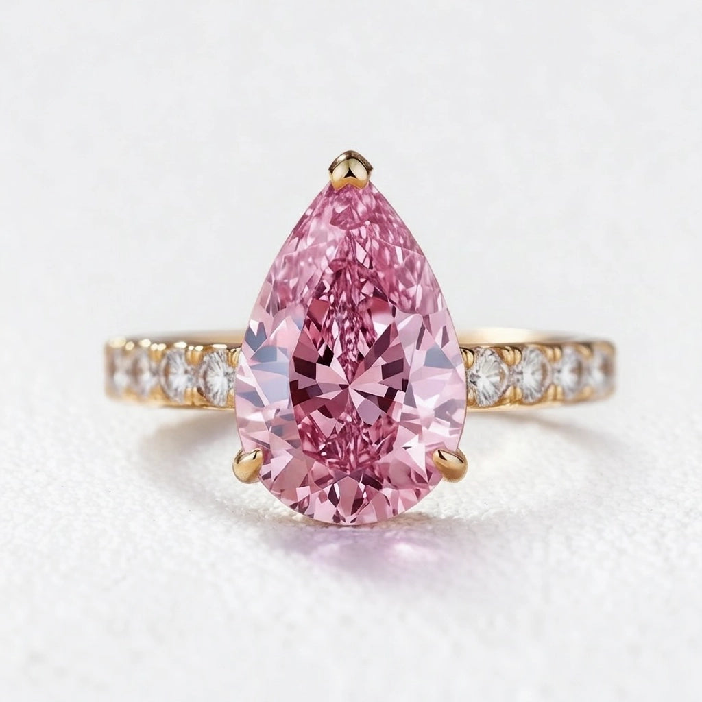 Aurora’s Promise | 3CT Pear Cut Pink Sapphire Solitaire Engagement Ring