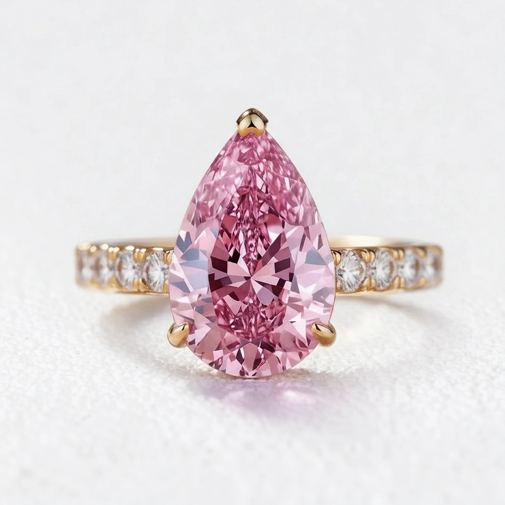 Aurora’s Promise | 3CT Pear Cut Pink Sapphire Solitaire Engagement Ring