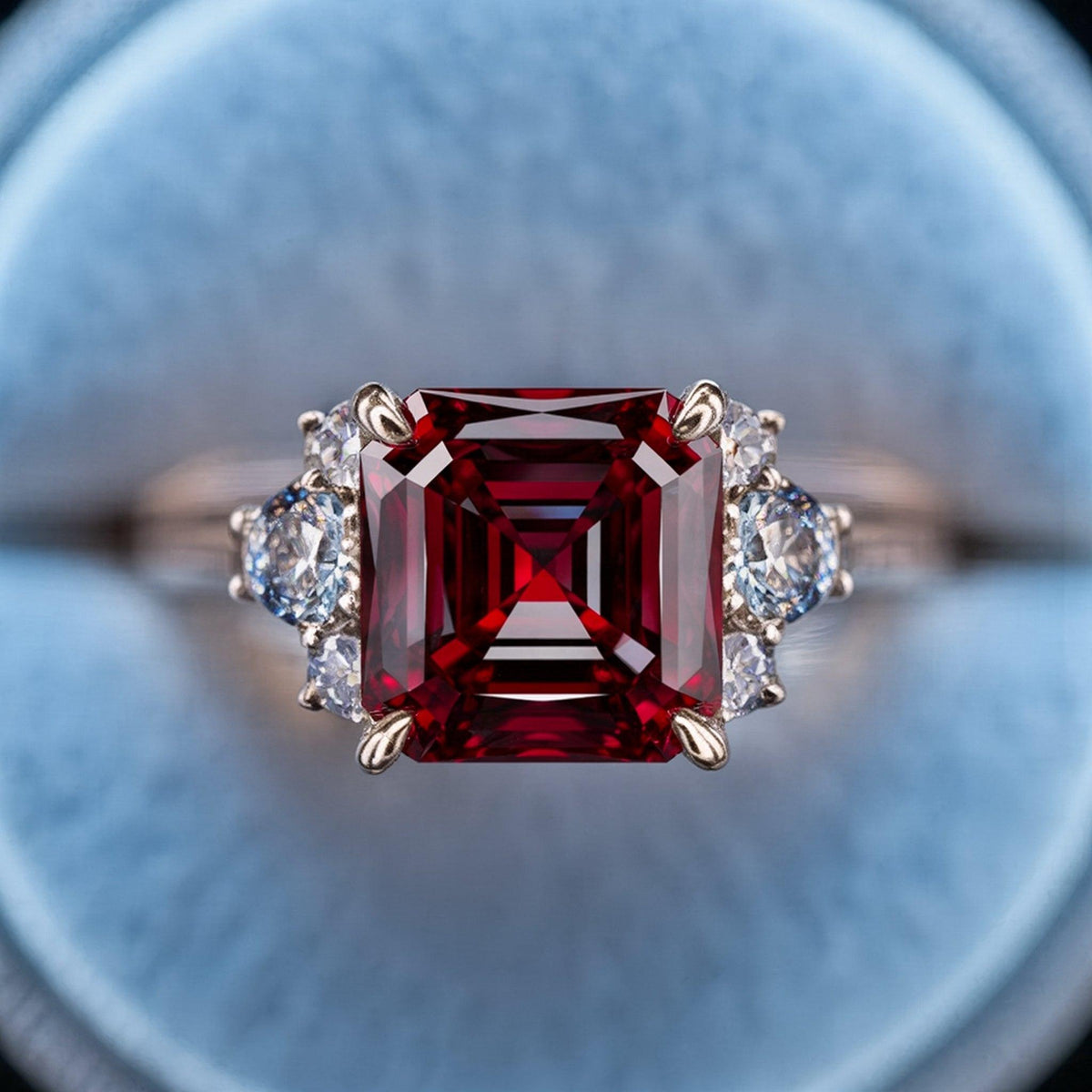 Seren’s Blaze | Asscher Cut Crimson Star Ring.