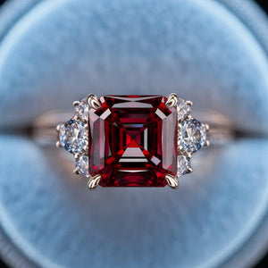 Seren’s Blaze | Asscher Cut Crimson Star Ring.