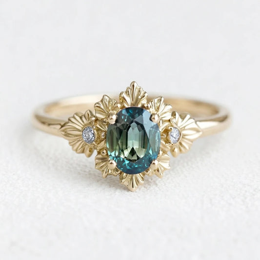 Titania’s Teal | Rare Sapphire Engagement Ring