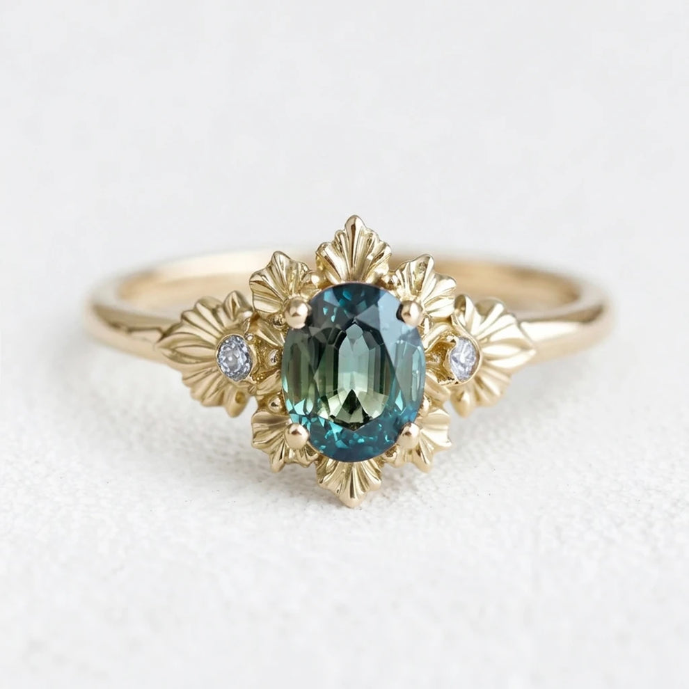 Titania’s Teal | Rare Sapphire Engagement Ring