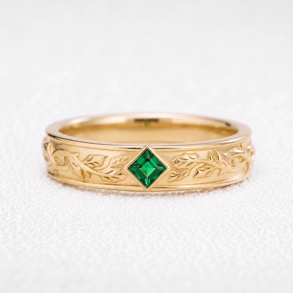 Orion’s Keystone | Square Green Sapphire Men’s Band